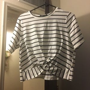 Black and white striped crop top